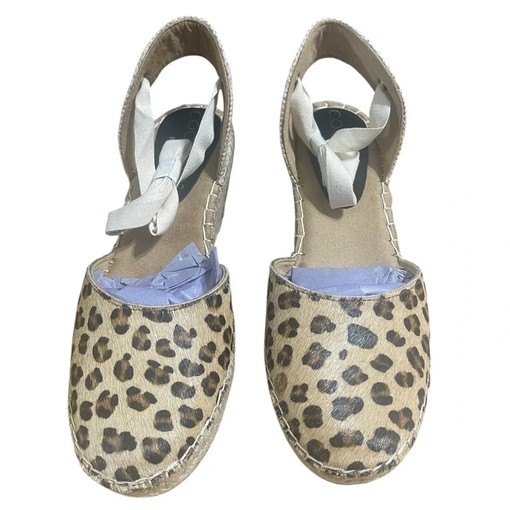 Coconuts Matisse Brown Animal Print Espadrille Wedge Sandals Vacation sz 9M NIB